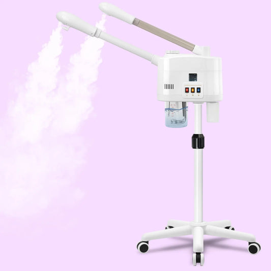 Professional 2-in-1 Cold & Hot Ozone Facial Steamer on Wheels – Adjustable Height, Time Setting & Rotating Nozzle – Salon & Home Spa Use