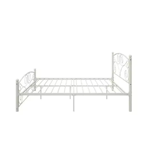 Full Size Unique Flower Metal Bed Frame with Headboard & Footboard, Sturdy System, No Box Spring Needed