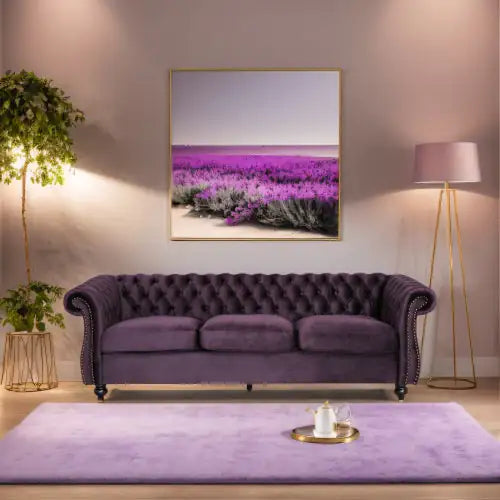 Luxurious 3-Seater Purple Velvet Sofa – Classic & Contemporary Design