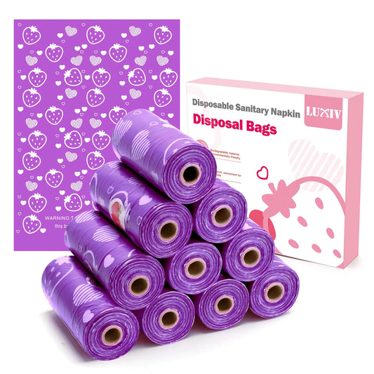 150Pcs Luxiv Sanitary Napkin Disposal Bags – Pink Privacy Feminine Hygiene Bags for Tampons, Pads & Diapers – Scented Portable Trash Bags for Women