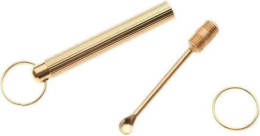 Gold Folding Copper Ear Wax Removal Tool – Portable Ear Spoon Cleaner with Key Ring – Mini Earwax Cleaner for Travel & Personal Care