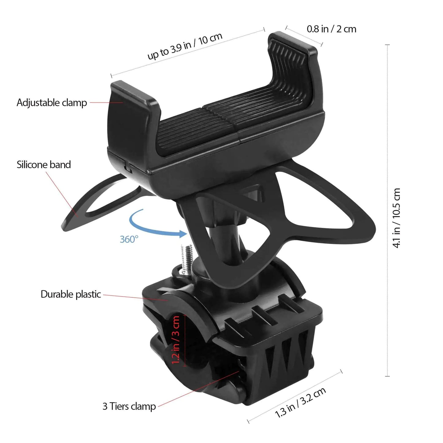 Universal Bike Phone Mount Holder – 360° Rotation, Secure Grip, Easy Install – Fits iPhone, Samsung, GPS – for Bicycle, Motorcycle, Scooter