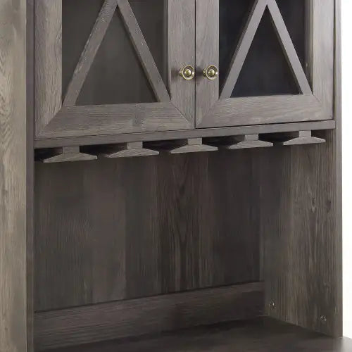 Farmhouse Wine Cabinet with Glass Rack, Charcoal Grey Dining & Kitchen Sideboard Buffet Bar Cabinet